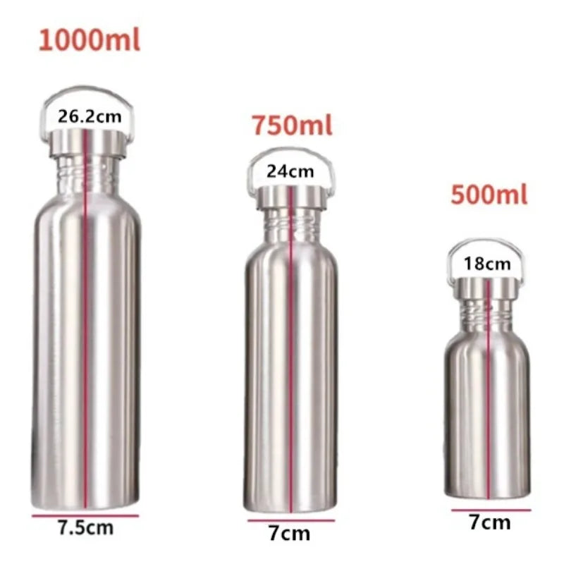 Stainless Steel Water Bottle 1 Liter Drink Bottle for Sport Outdoor Camping Hiking Gym Kettle 500 750 1000Ml Water Bottles